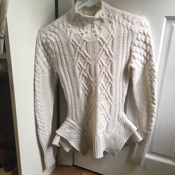 Bcbg Maylin Cable Knit Peplum Sweater 